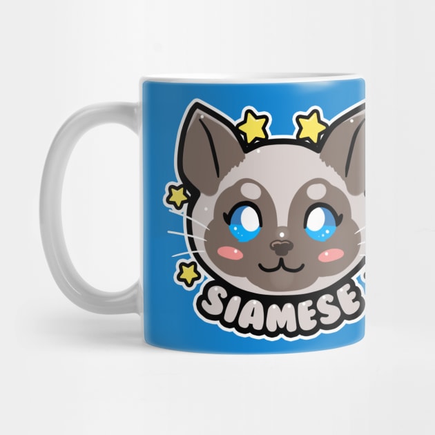 KAWAII Chibi Siamese Cat Face by TechraNova